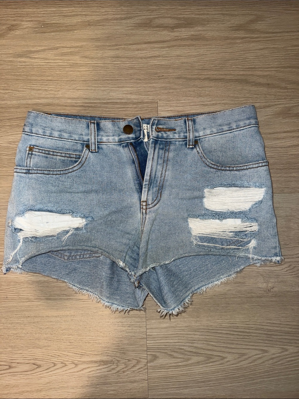Billabong Light Blue Distressed Cutoff Denim Shorts